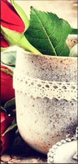 "CUP: GOODNESS. RED ROSE, A CEMENT CUP"