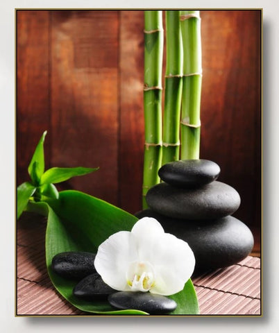 "BLACK STONES: NO. ORCHID OVER WHITE"